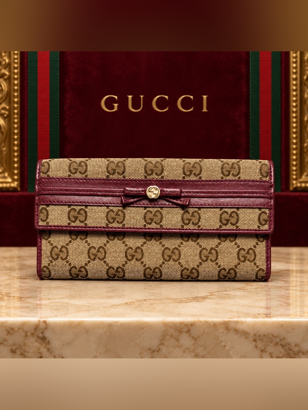 Gucci Tan and burgundy Women's Wallet